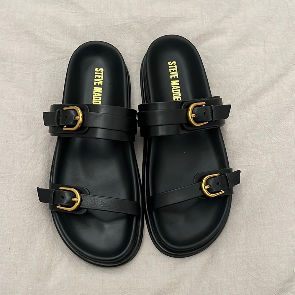 Steve Madden Black Slide Sandals